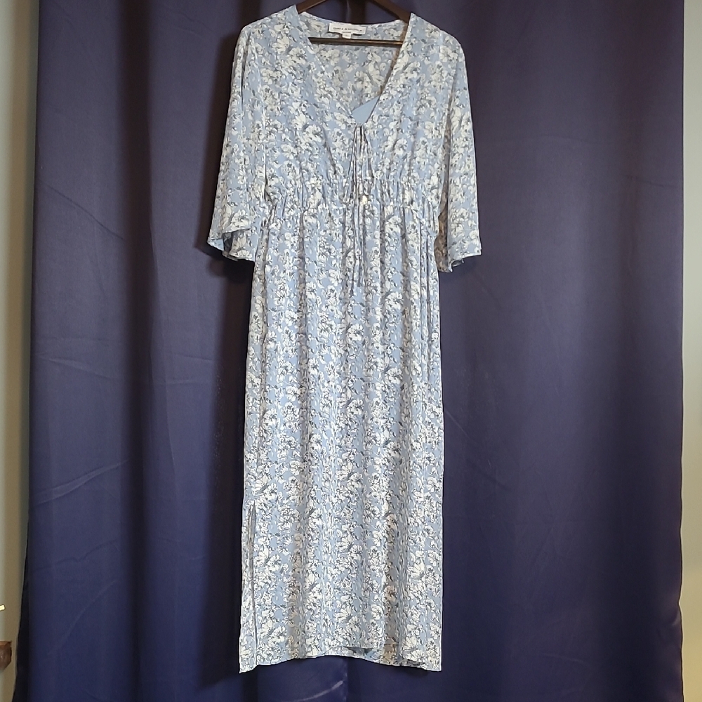Emma & Michele Light Blue Patterned Midi Dress